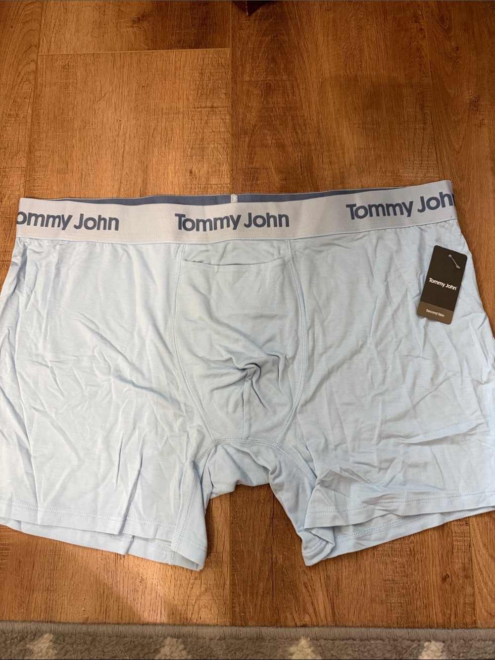 New Tommy John Light Blue second skin Boxer Briefs with Navy Logo Waistband